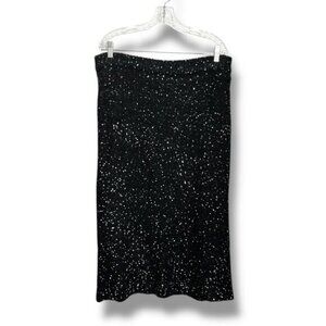 Vintage Y2K Knits By Milano Black Long Sequin Sweater Skirt Women's Size Large